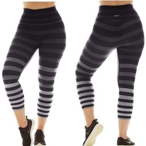 K Deer | Jody Stripe Black/Grey Cropped Leggings